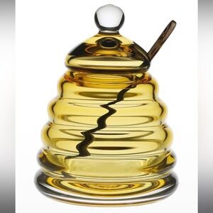 William Yeoward Crystal Honeycomb Honey Jar and Spoon